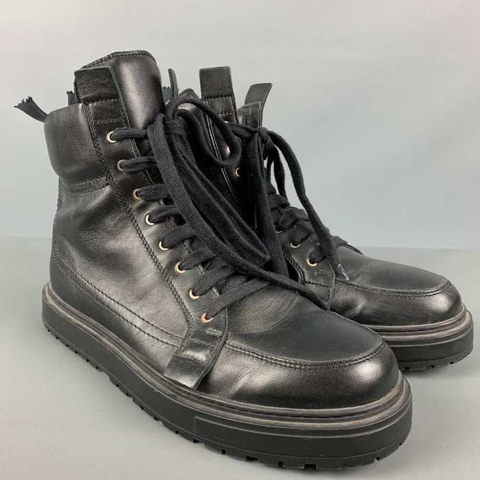 KRIS VAN ASSCHE Size 9 Black Solid Leather Boots