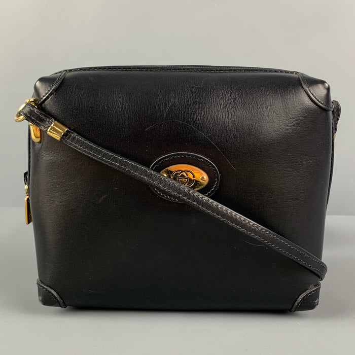 GUCCI Black Leather Cross Body Handbag