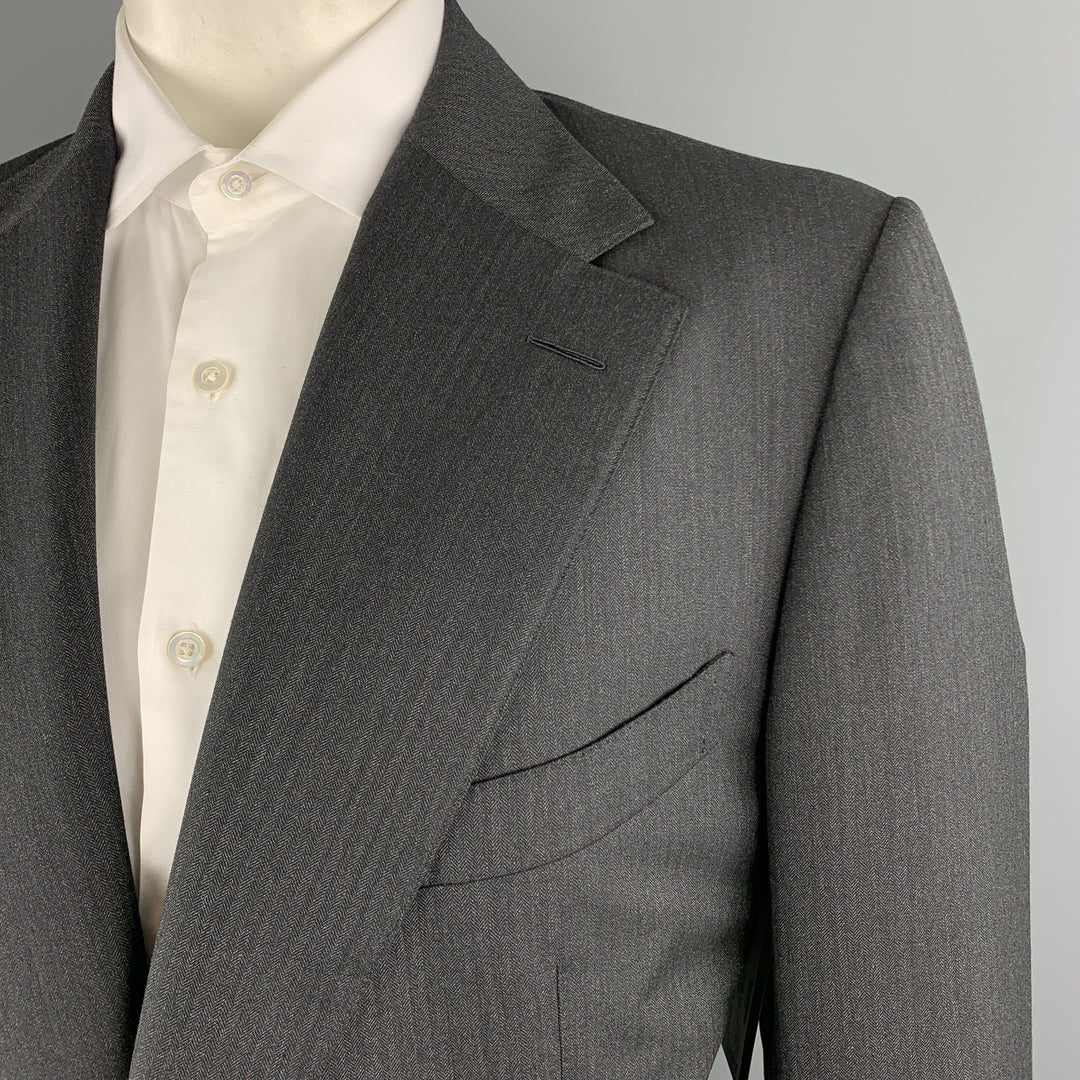TOM FORD Taille 50 Costume à revers cranté en laine anthracite à chevrons