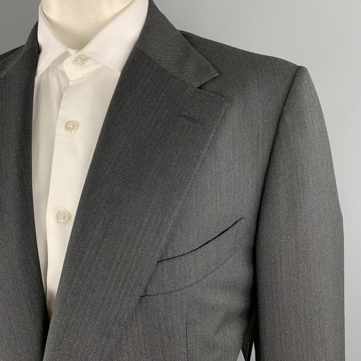 TOM FORD Taille 50 Costume à revers cranté en laine anthracite à chevrons