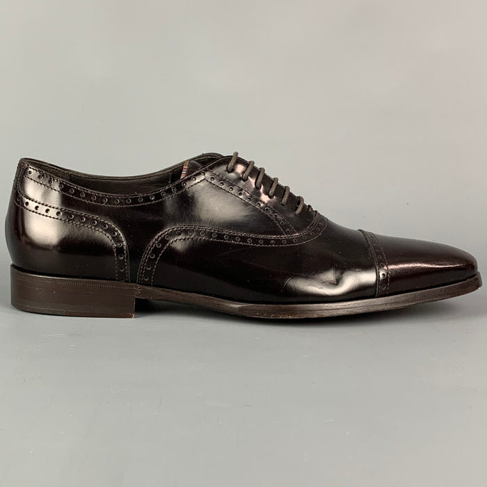 PAUL SMITH Talla 9 Zapatos con cordones y puntera de cuero perforado marrón