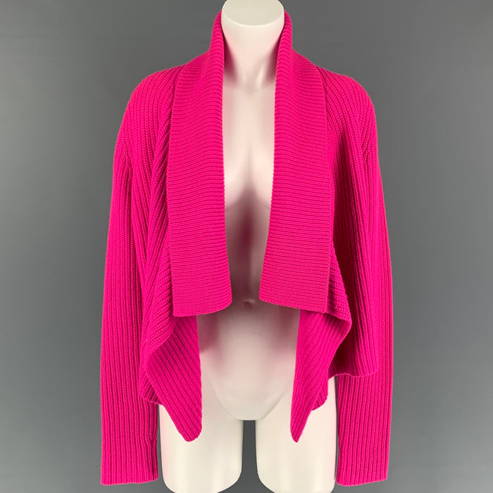 MICHAEL KORS Size S Pink Knitted Cashmere Shawl Collar Cardigan