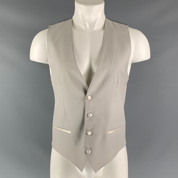 DOLCE & GABBANA Chaleco de lana y seda gris claro con botones lisos Talla 38