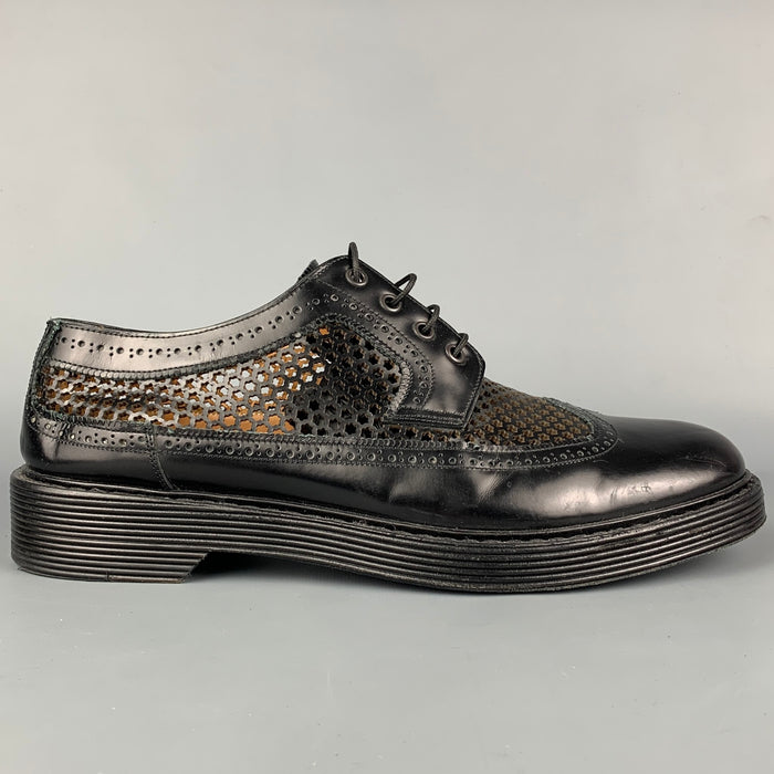 MARC JACOBS Talla 10 Zapatos con cordones y punta de ala de cuero perforado negro
