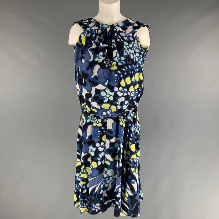 MARNI Size S Blue White Yellow Sleeveless Dress