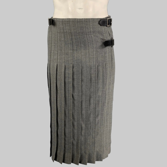 COMME des GARCONS HOMME PLUS Size M Grey Chalkstripe Wool Kilt Skirt