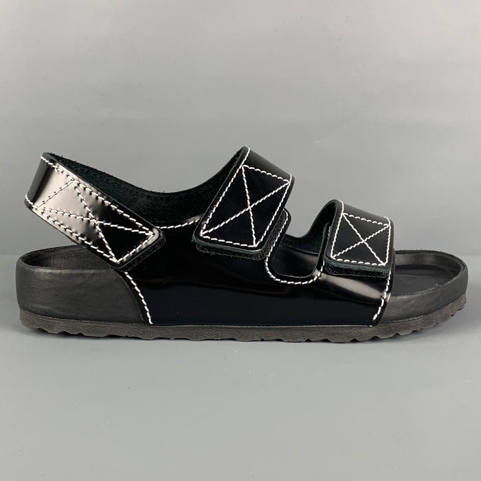 PROENZA SCHOULER x BIRKENSTOCK Size 9 Black White Contrast Stitch Leather Belted Sandals