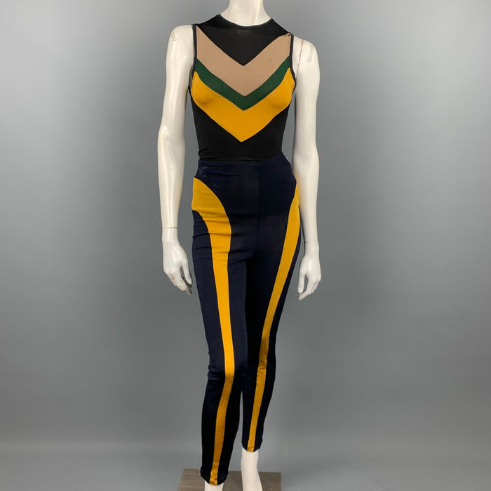 Vintage JUNIOR GAULTIER Black & Multi-Color Color Block Sleeveless Tank Top Set