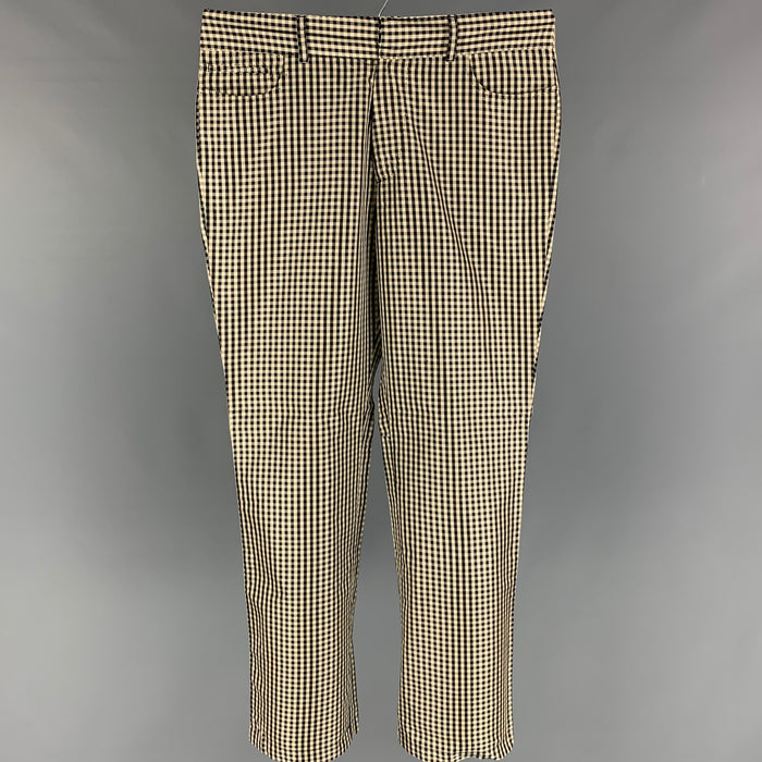 JEAN PAUL GAULTIER Size 32 Black White Gingham Silk Flat Front Casual Pants