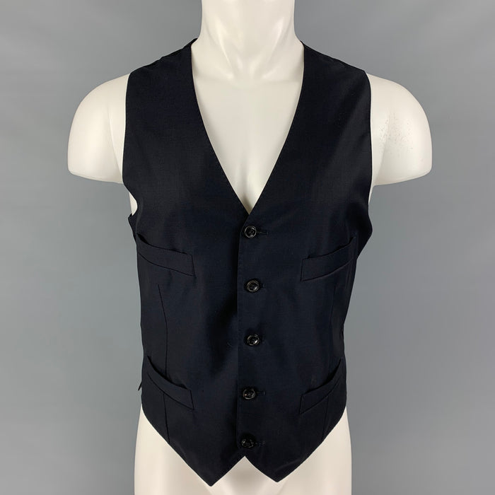 GIORGIO ARMANI Size 40 Navy Wool Cashmere Buttoned Vest
