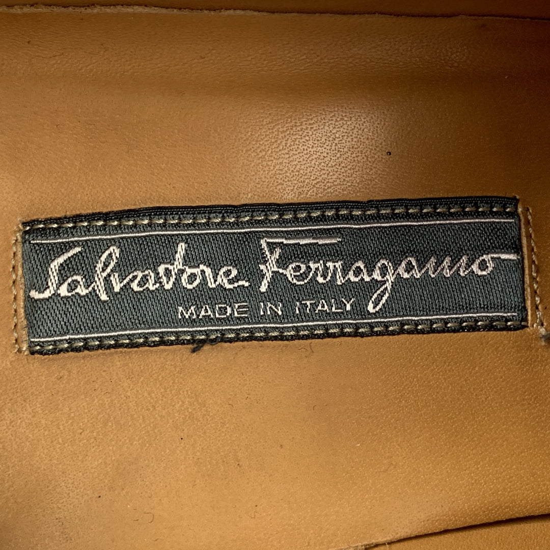 SALVATORE FERRAGAMO Taille 12 Cuir Marron Bout Uni À Lacets