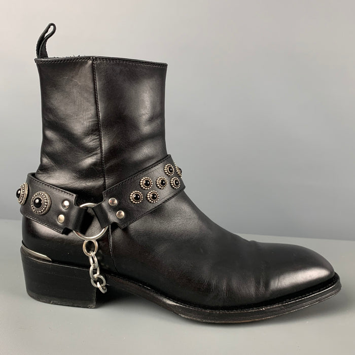 ALEXANDER MCQUEEN Size 9.5 Black Studded Leather Ankle Boots