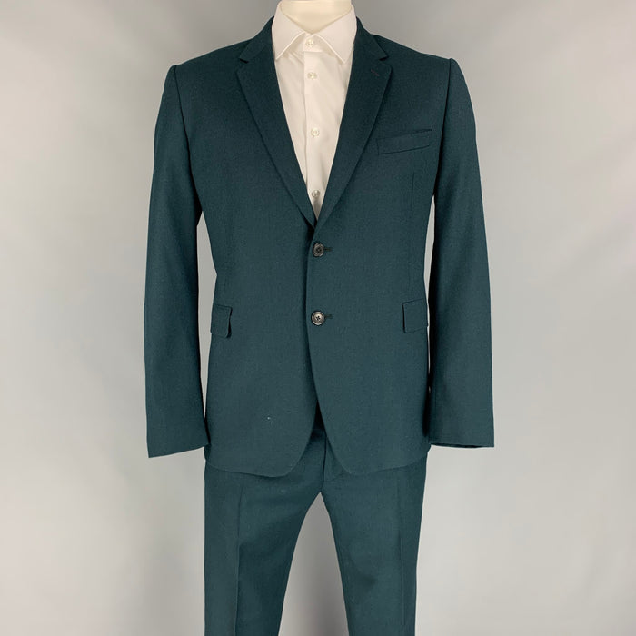 PAUL SMITH Traje Kensington Talla 44 Traje cruzado de lana / cachemira verde bosque