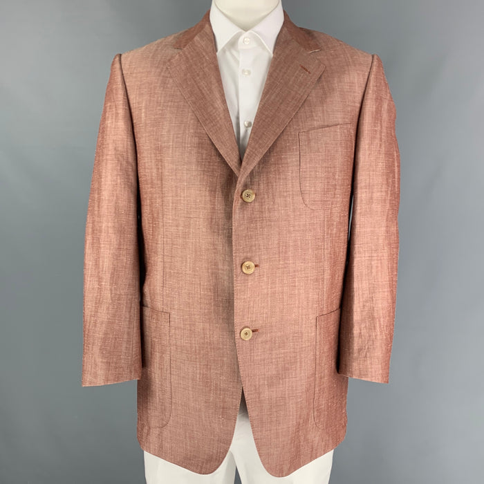 ERMENEGILDO ZEGNA Size 44 Brick Cream Wool Blend Notch Lapel Sport Coat