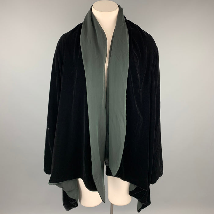 JEAN PAUL GAULTIER Size 10 Black Rayon / Silk Wing Sleeve Open Front Jacket