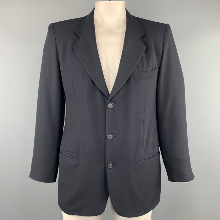 GIORGIO ARMANI 40 Navy Solid Wool Notch Lapel Sport Coat