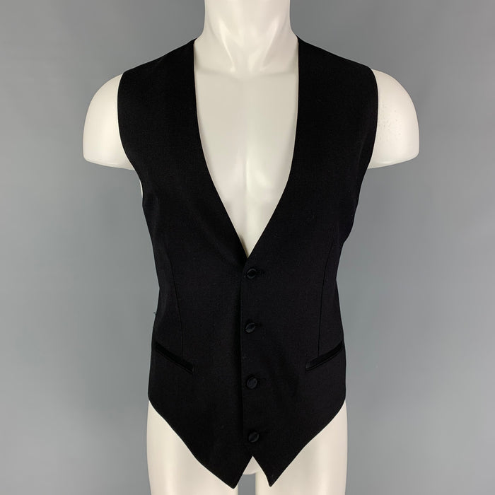 DOLCE & GABBANA Talla 42 Chaleco abotonado de mezcla de algodón negro