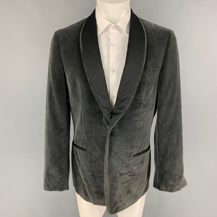 GUCCI Size 42 Grey Black Velvet Shawl Collar Sport Coat