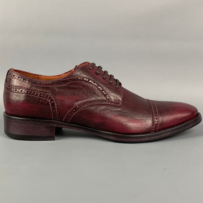 DSQUARED2 Size 9.5 Burgundy Antique Leather Cap Toe Lace Up Shoes