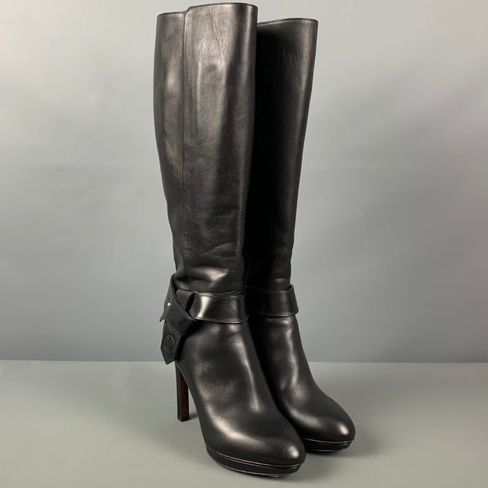 LOUIS VUITTON Talla 7 Botas de plataforma negras