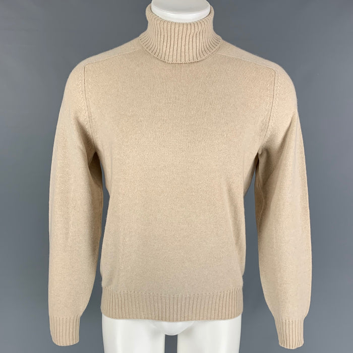 BRUNELLO CUCINELLI Size M Beige Knitted Cashmere Turtleneck Sweater