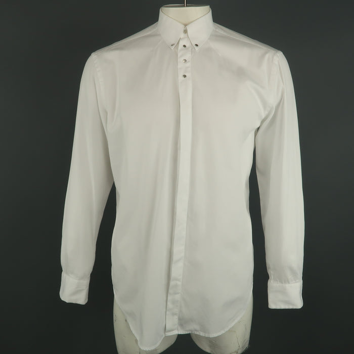 GIVENCHY Size M White Solid Cotton Button Down Long Sleeve Shirt