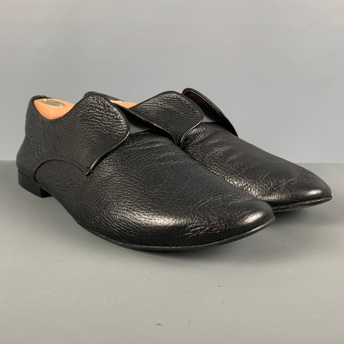 LANVIN Size 11 Black Solid Leather Slip On Loafers