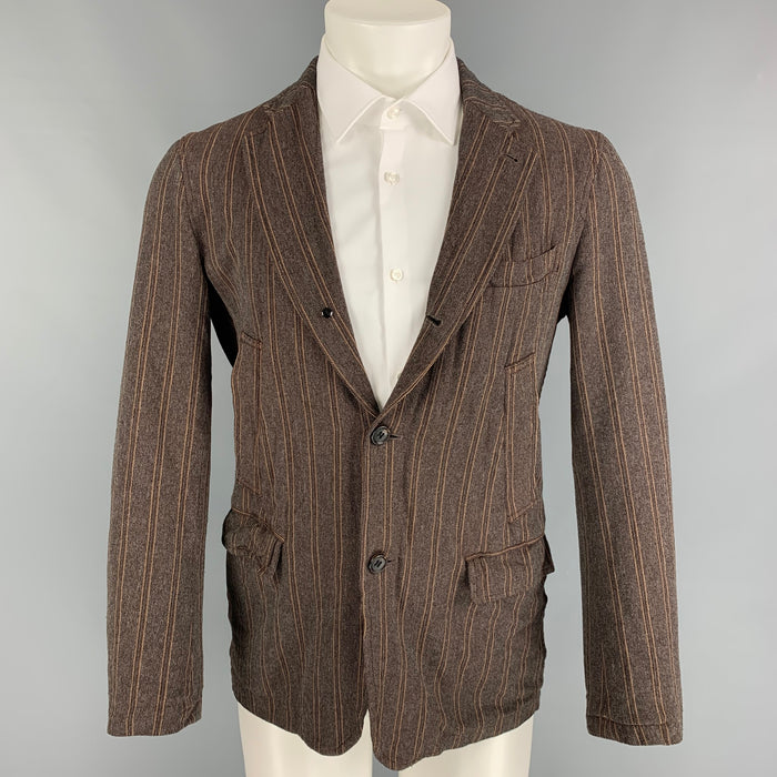 COMME des GARCONS Size S Brown Stripe Cotton Polyester Sport Coat