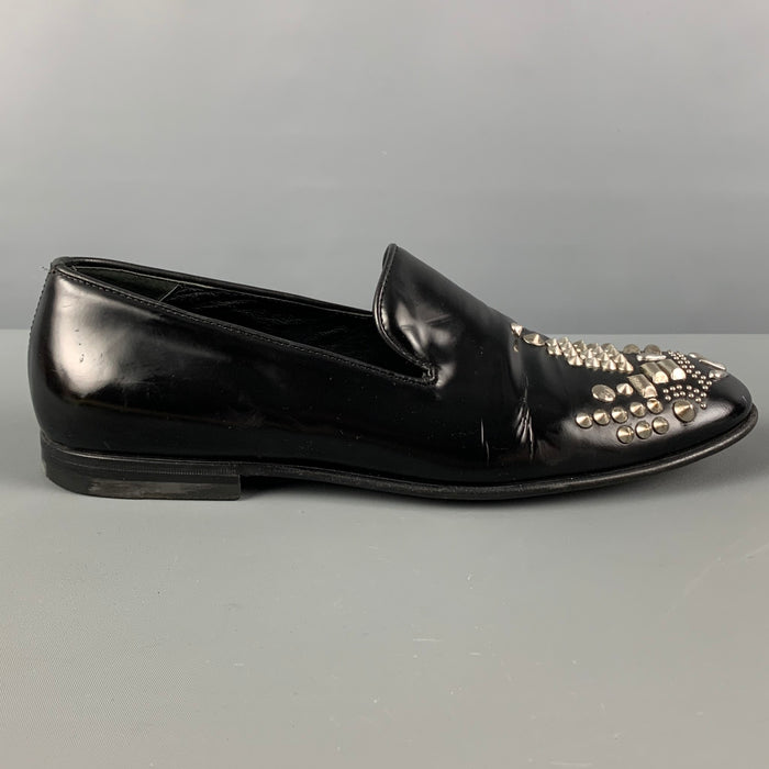 ALEXANDER MCQUEEN Size 9 Black Silver Studded Leather Slip On Loafers