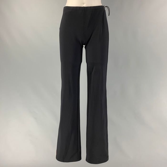 PRADA Size S Black Nylon & Eastane Solid Drawstring Leggings