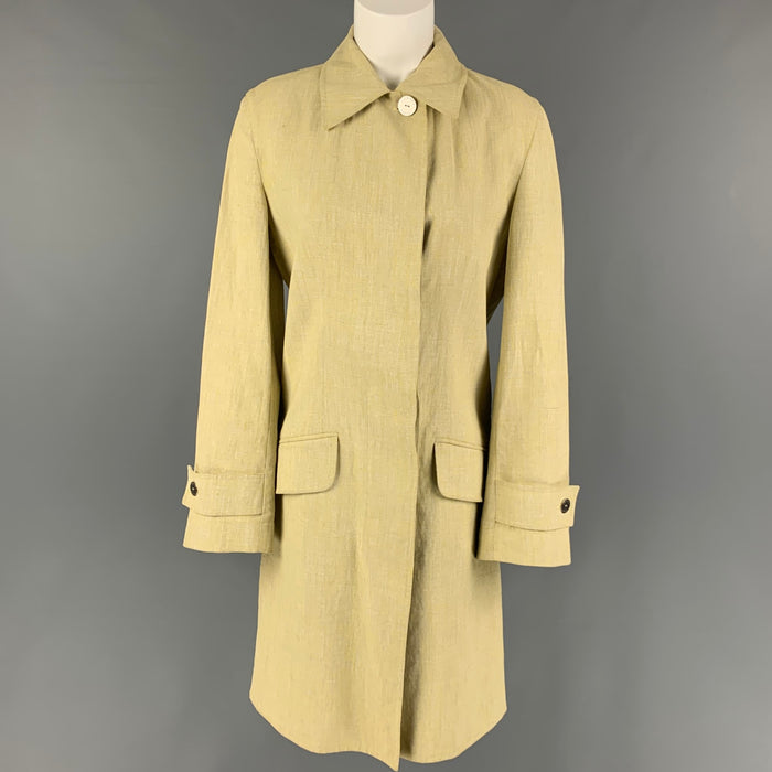CHANEL IDENTIFICATION 00C Size 4 Green Linen Coat