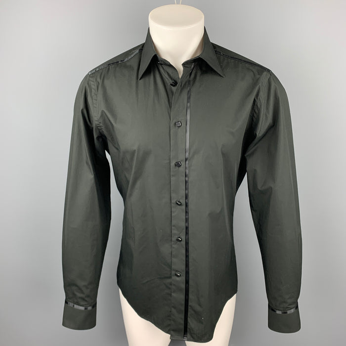 VERSACE COLLECTION Trend Size S Black Cotton Button Up Long Sleeve Shirt