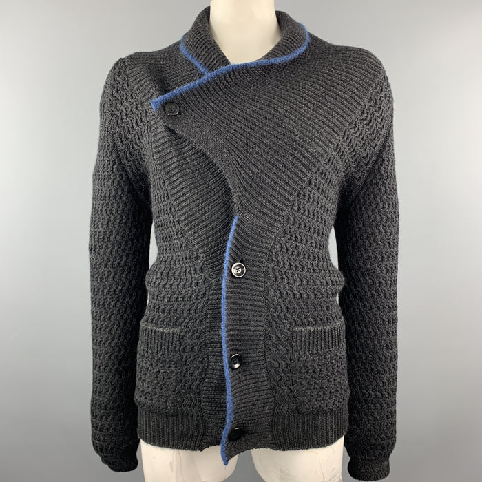 KAPITAL Size M Black Knitted Wool Shawl Collar Cardigan