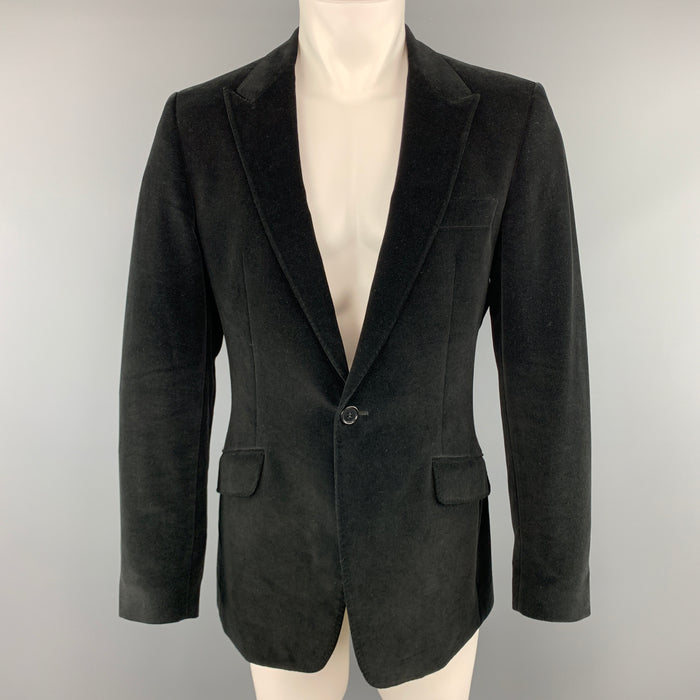PS by PAUL SMITH Talla 40 Abrigo deportivo con solapa de pico de terciopelo negro