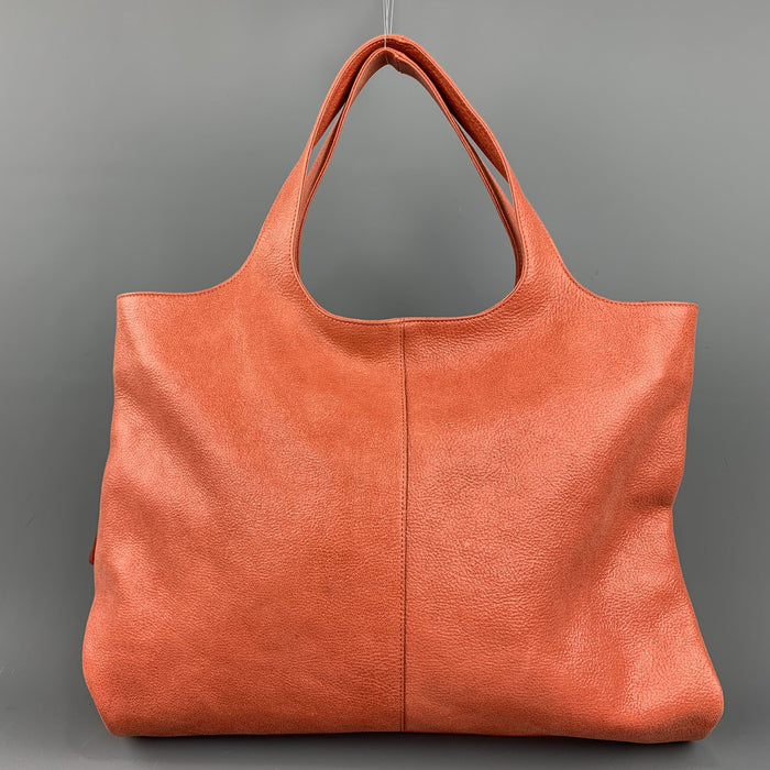 BRUNELLO CUCINELLI Coral Glazed Leather Tote Handbag & Leather Goods