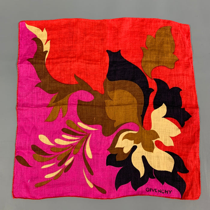 GIVENCHY Multi-Color Floral Linen Pocket Square