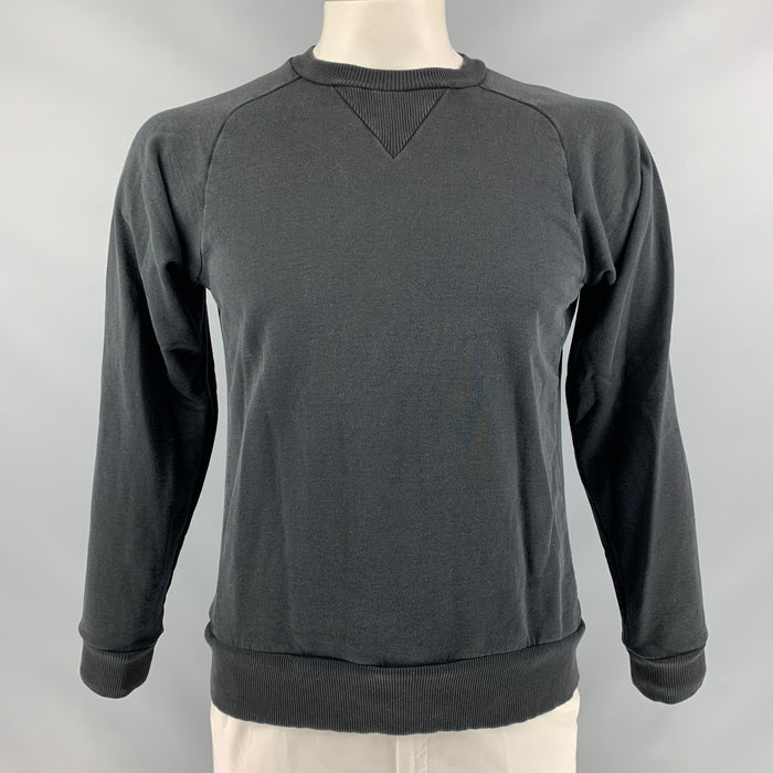 Y-3 Size L Black Solid Cotton Crew-Neck Sweatshirt