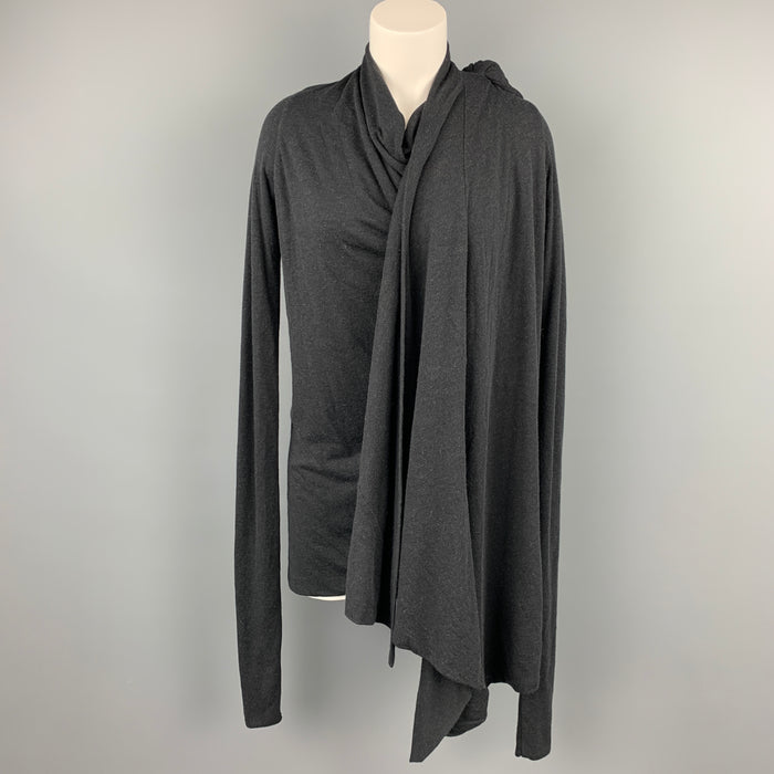 RICK OWENS Lilies One Size Charcoal Acetate Draped Cardigan