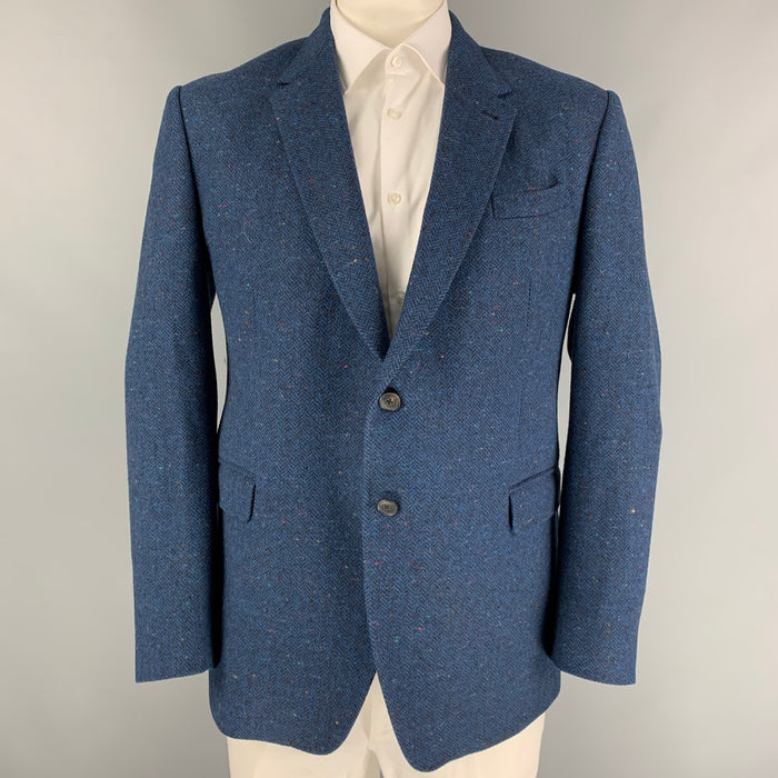 PAUL SMITH The Byard Talla 48 Abrigo deportivo con solapa de muesca de lana de tweed multicolor azul