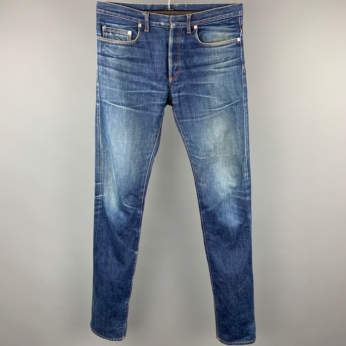 DIOR HOMME Size 32 Indigo Wash Denim Button Fly Jeans