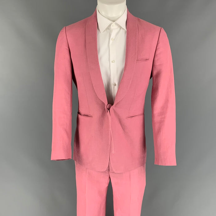 ETRO Size 38 Pink Linen Shawl Collar Suit