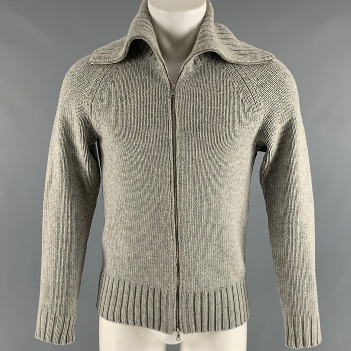 DRIES VAN NOTEN Size S Grey Wool Zip Up Cardigan