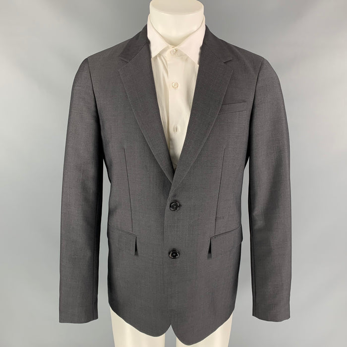 JIL SANDER Size 38 Dark Gray Wool / Mohair Notch Lapel Sport Coat