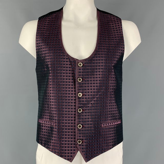 DOLCE & GABBANA Talla 44 Chaleco de poliéster y seda con cuadros morado/azul