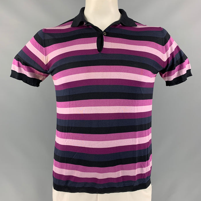 PRADA Size 40 Purple Black Stripe Polo