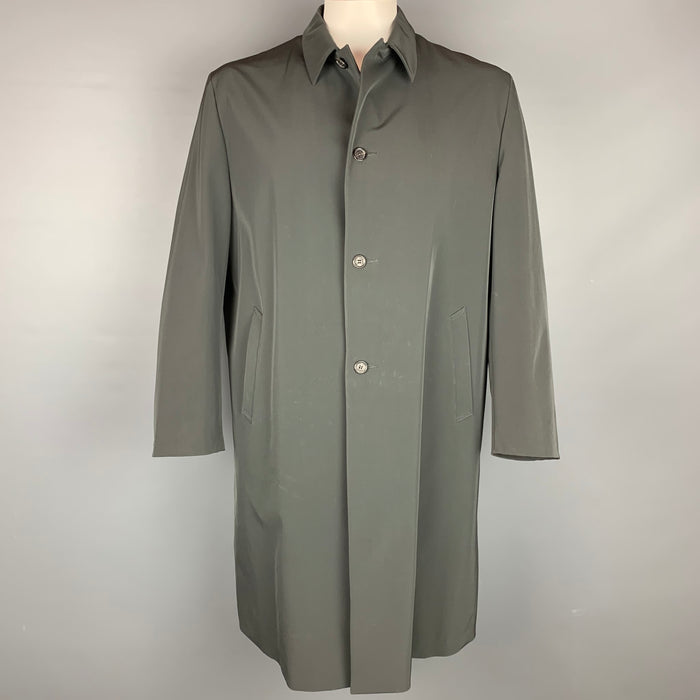 PRADA Size XL Slate Polyester Padded Buttoned Long Coat