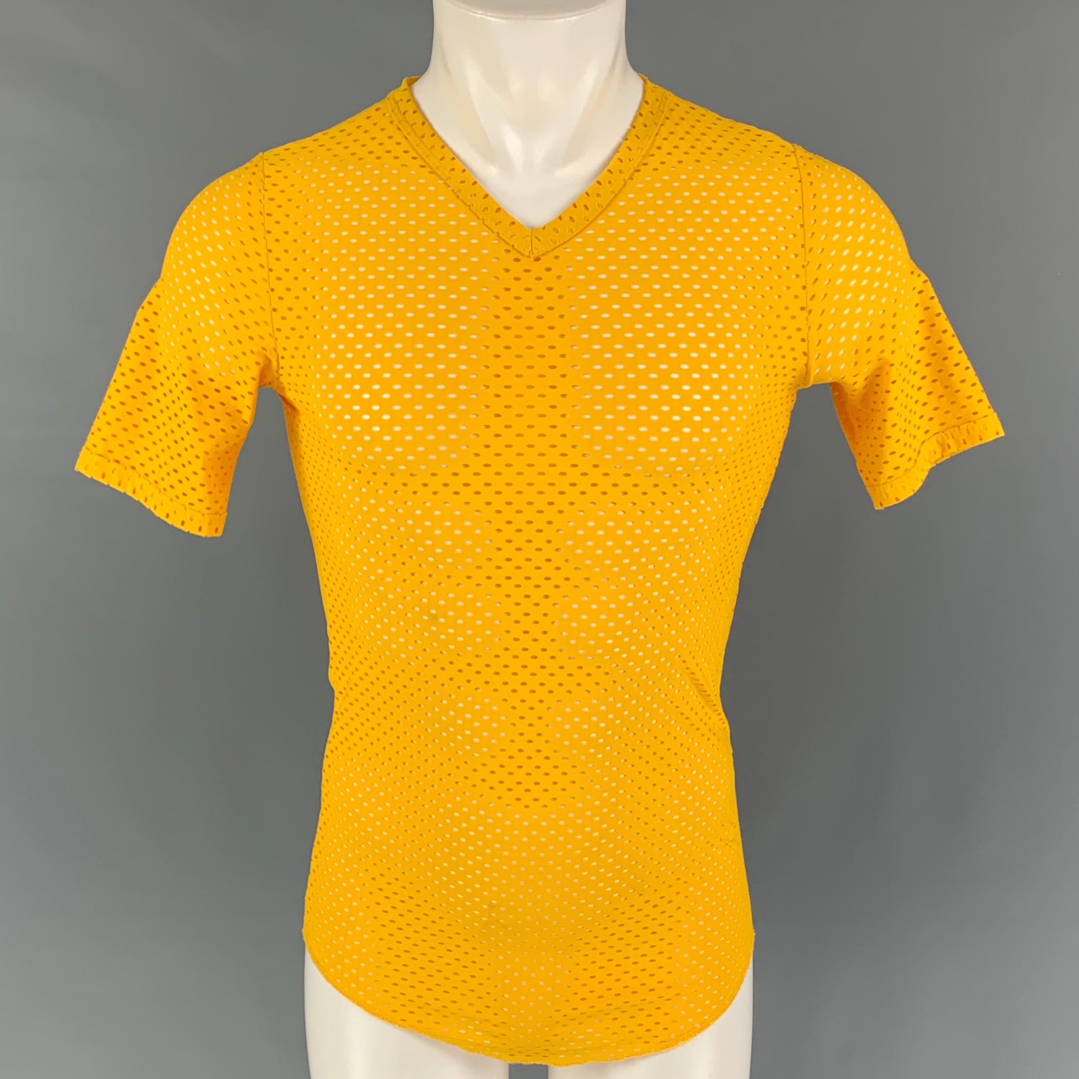 Vintage JEAN PAUL GAULTIER Size S Yellow Perforated Jersey