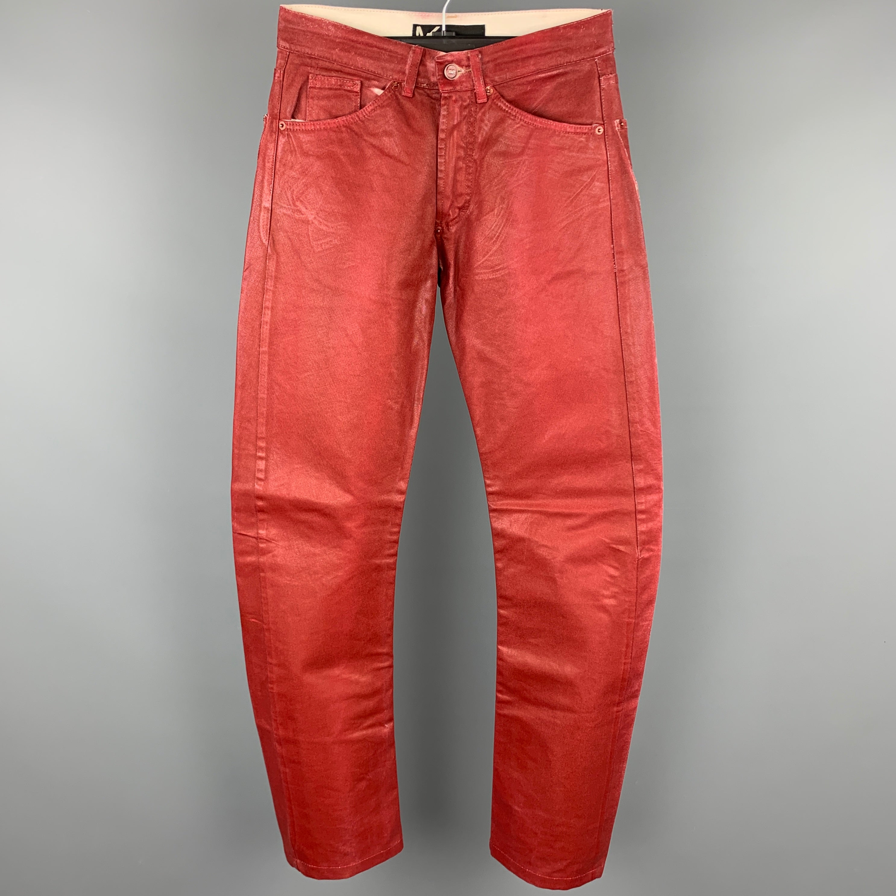 Andrew Mackenzie Size 28 Red Coated Denim Zip Fly Jeans