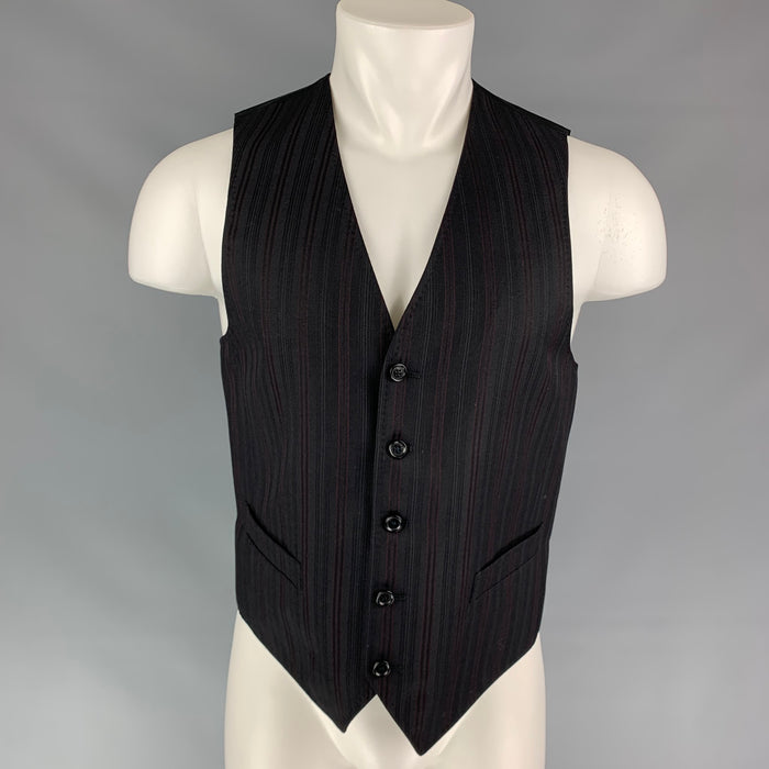 DOLCE & GABBANA Talla 38 Chaleco clásico de lana a rayas negro y burdeos
