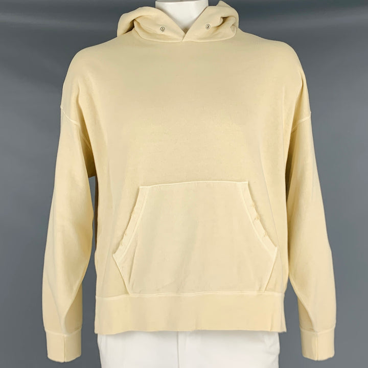VISVIM Size L -Amplus SB Hoodie- Yellow Cotton Hoodie Sweatshirt